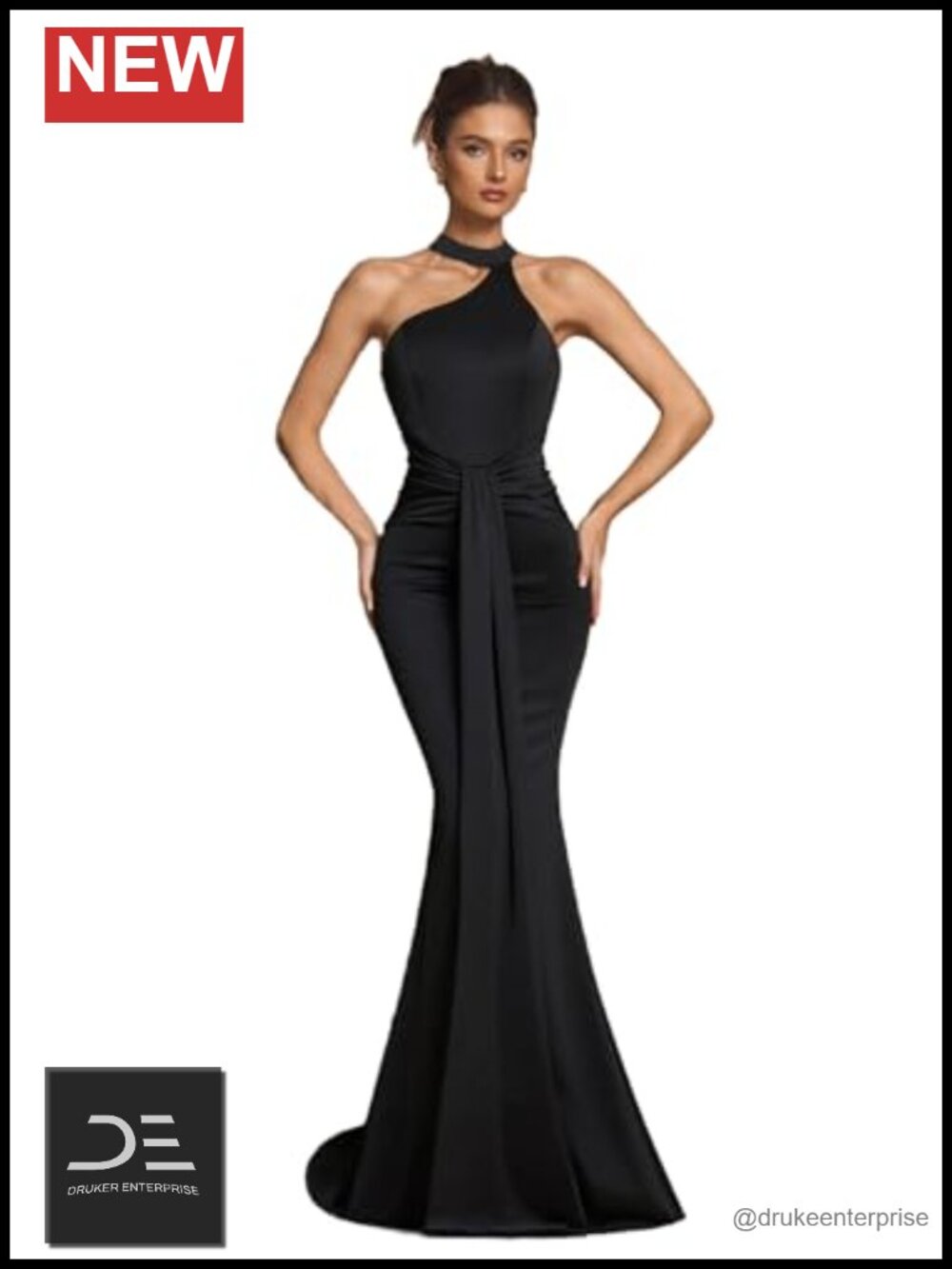 Women's Satin Halter Mermaid Cocktail Dress